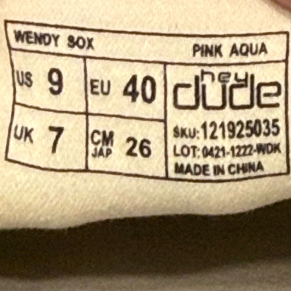 Hey Dude Women’s Wendy Sox Pink Aqua Shoes - Picture 5 of 5